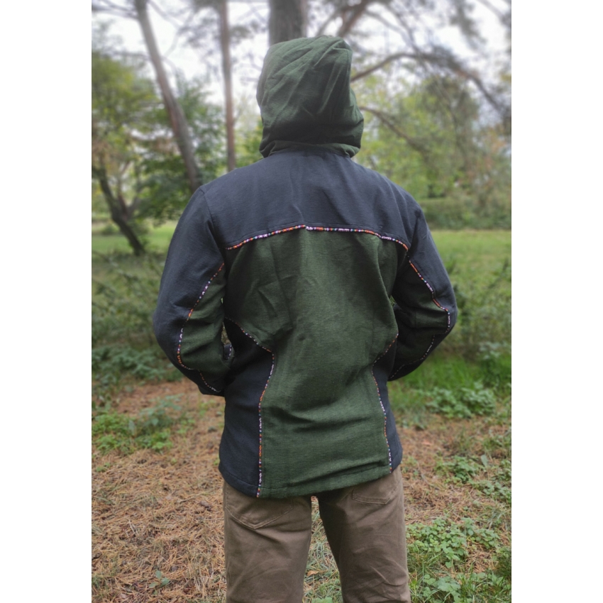 Nepáli férfi kabát - zöld, fekete