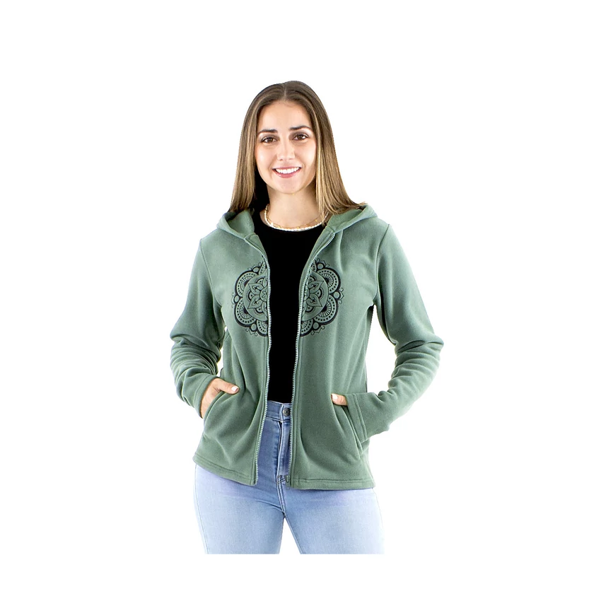 Mandalás kapucnis polár pulcsi - menta