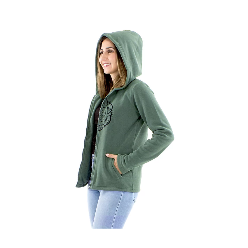 Mandalás kapucnis polár pulcsi - menta