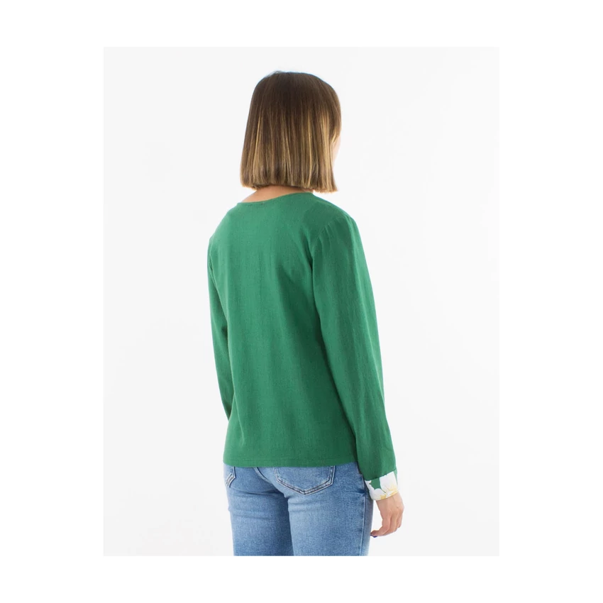 30% len és 70% viszkóz gombos kardigán - zöld