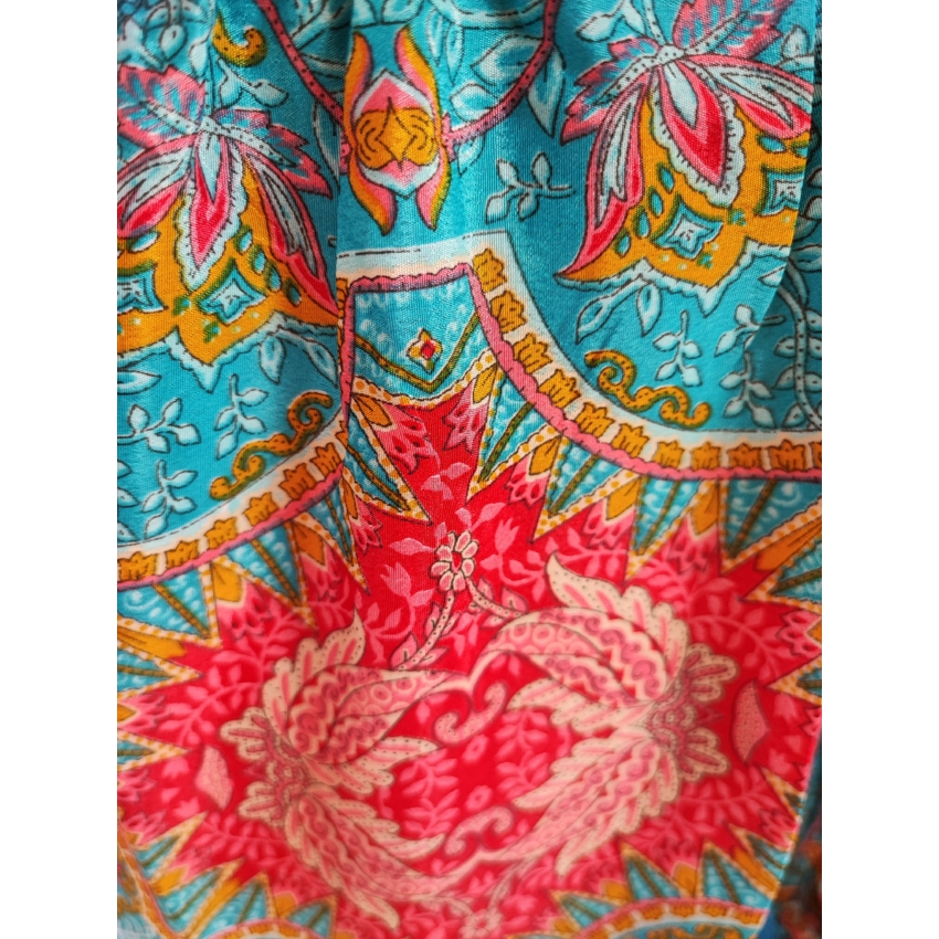 Indiai maxi ruha - piros, türkíz