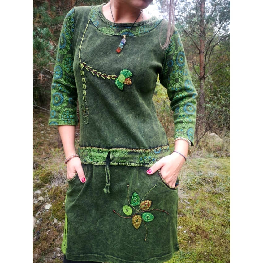 Kőmosott, nepáli ruha - zöld